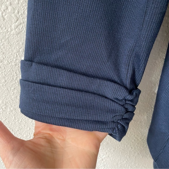 Skies Are Blue Ruched Sleeve Rib Knit Blazer Navy Size XL - Picture 4 of 10